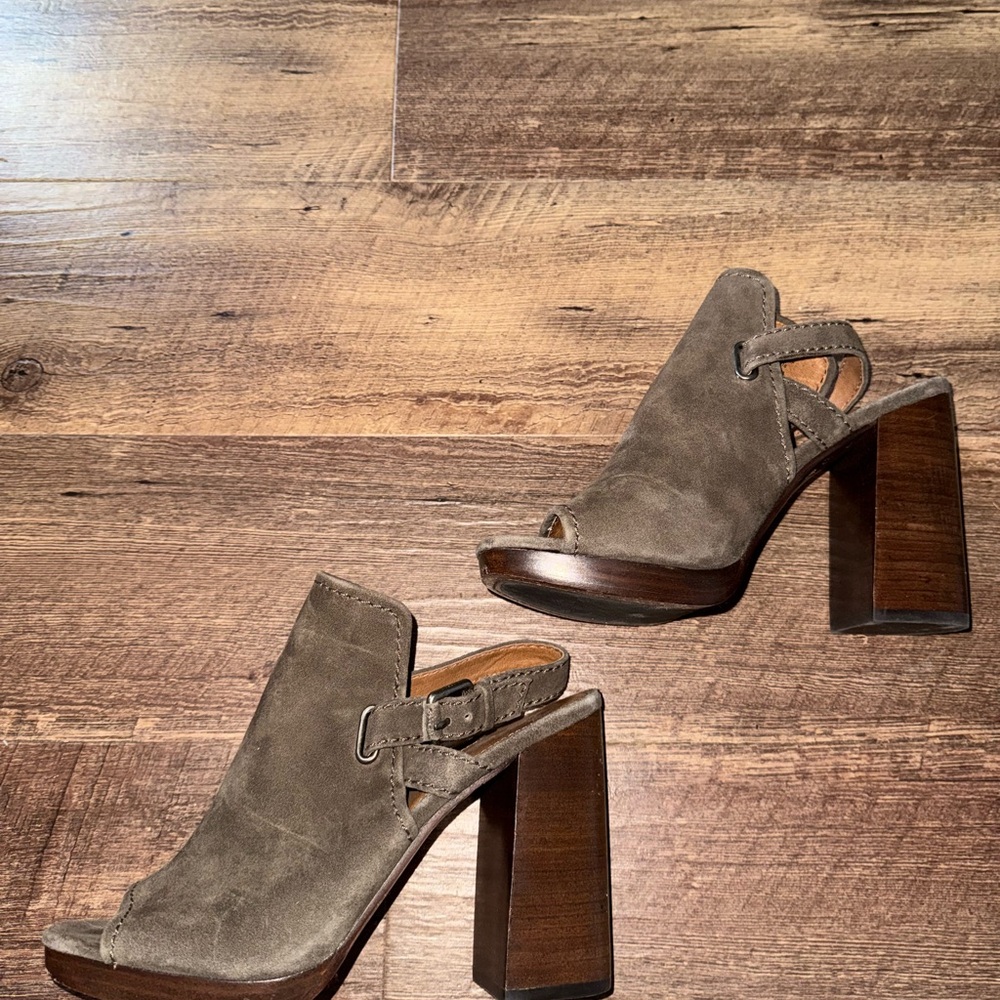 Frye Women's Taupe Block Heel Mules